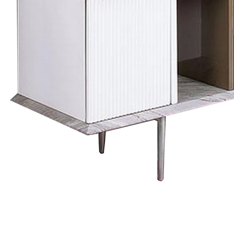 70-Inch TV Entertainment Console with Drawer and Shelves - Champagne, White, Gray