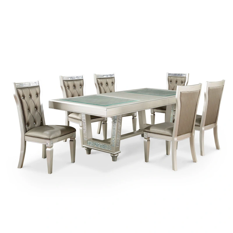 Medlee Glam Grey Wood 7-Piece Dining Table Set by Furniture of America