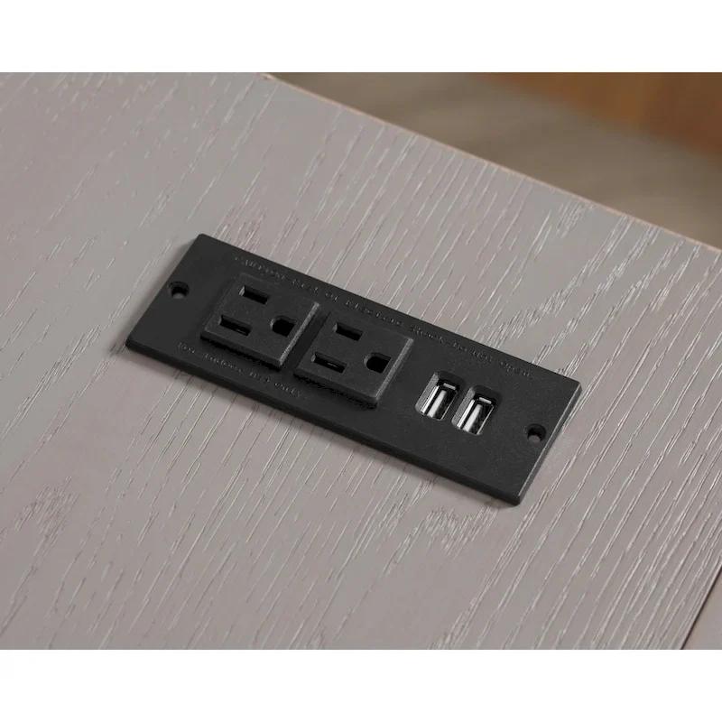 Haley Farmhouse 59-inch Metal L-Shaped Computer Desk with USBs by Furniture of America