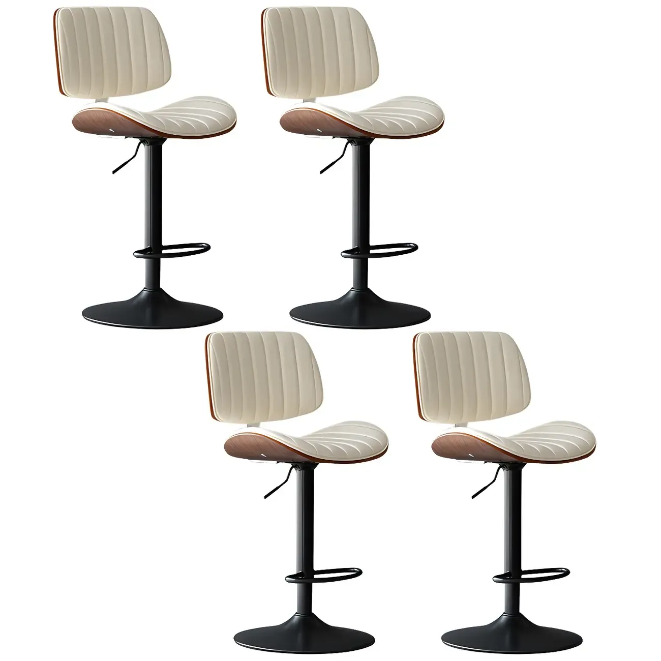 Modern Faux Leather Adjustable Swivel Bar Stools