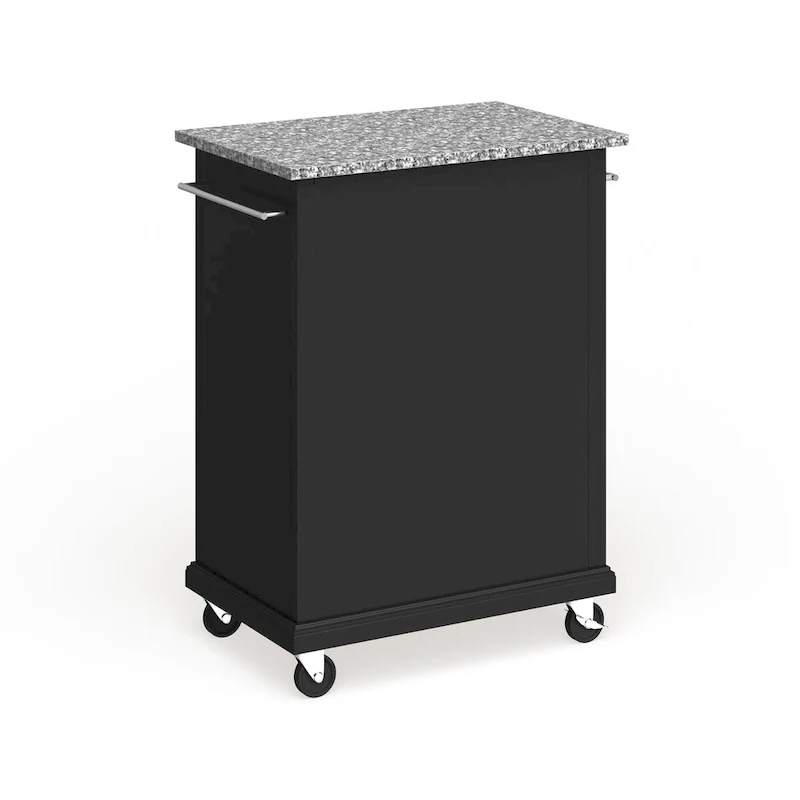 Crosley Compact Gray Granite Top Cart/ Island in Black Finish - 18d x 31w x 35.5h