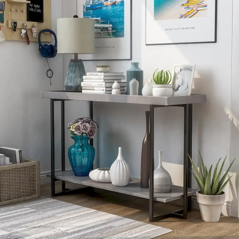 Damara Farmhouse 47-inch Metal 1-Shelf Sofa Table by Furniture of America