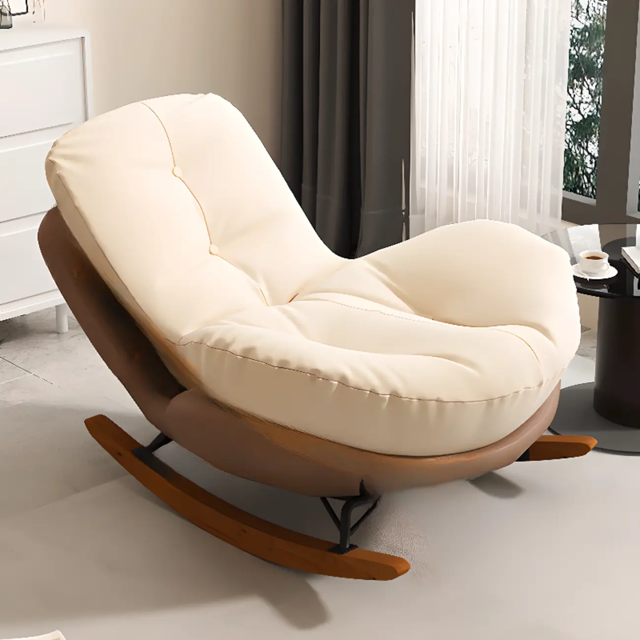 Scandinavian Upholstered Rocking Chair with Optional Ottoman