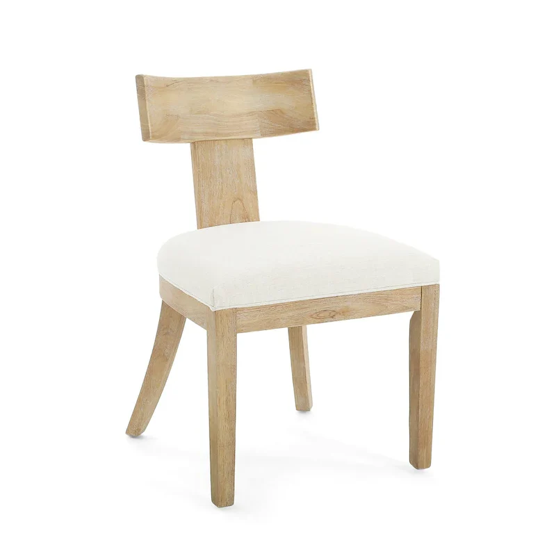 Fescue Fabric and Rubberwood Slat Back Upholstered Dining Chair