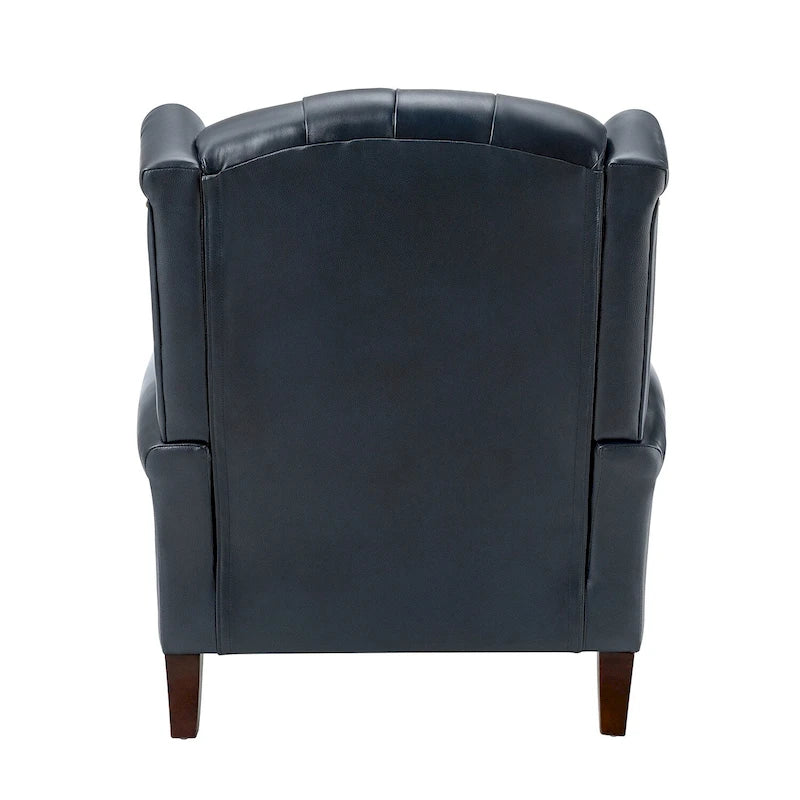 Brown Genuine Leather Wingback Armchair with Nailhead Trim, Set of 2, 1-Person