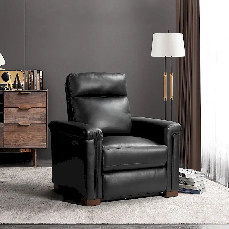 Brown Leather Power Recliner with USB Port - Single Seat