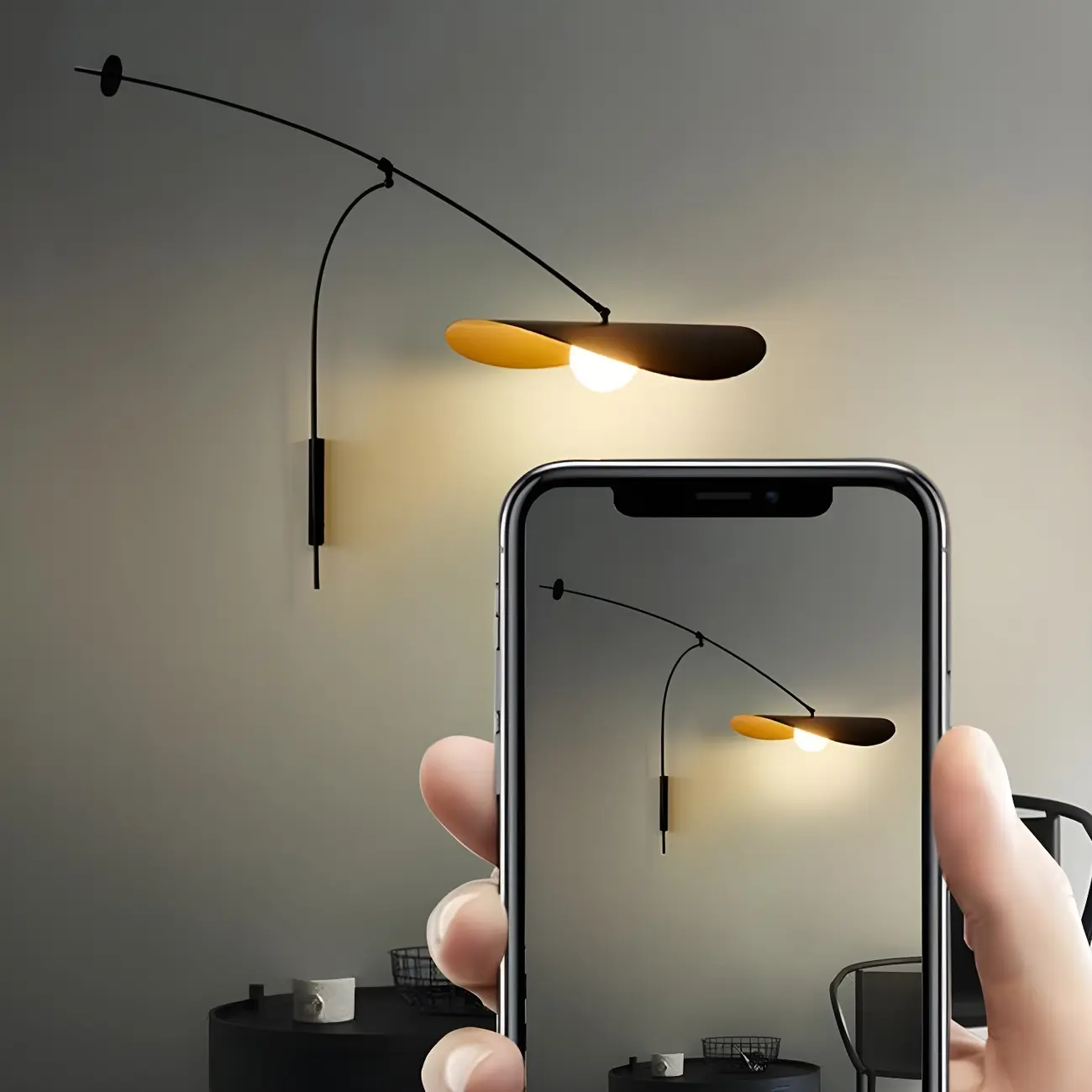 Elegant Black Metal Ambient Lighting Swing Arm Wall Light