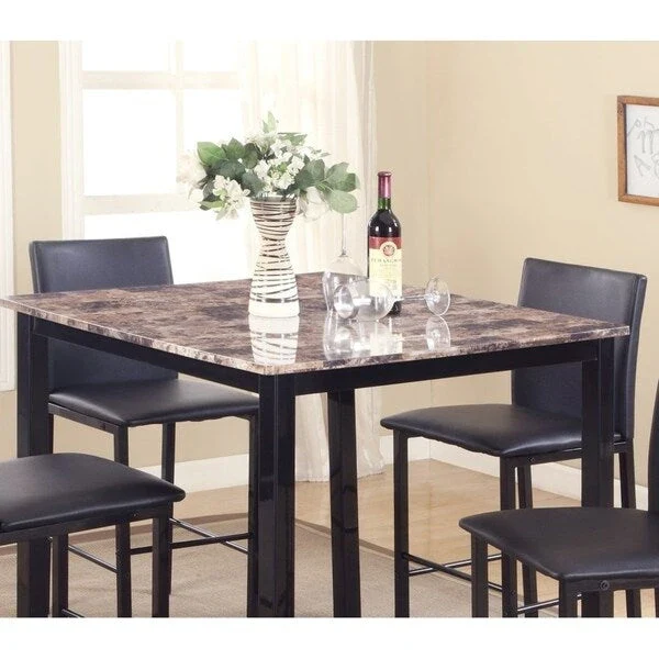 Citico Counter Height Brown/Black Faux Marble 5-piece Dining Set