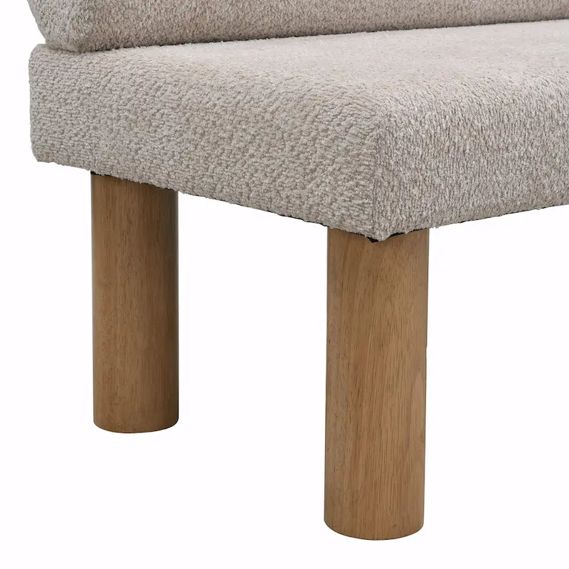 Boucle Fabric Dining Bench - Rubber Wood Legs
