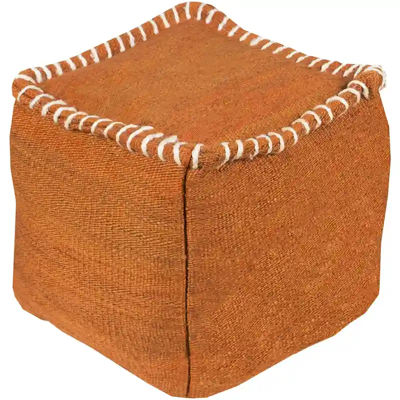 Solid Rosa Square Jute 18-inch Pouf