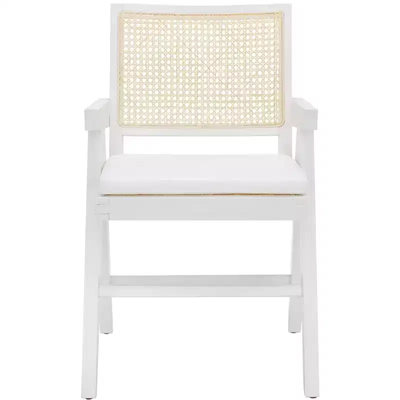 Colette Rattan Arm Chair - SFV4136 - White/Natural - Safavieh Couture
