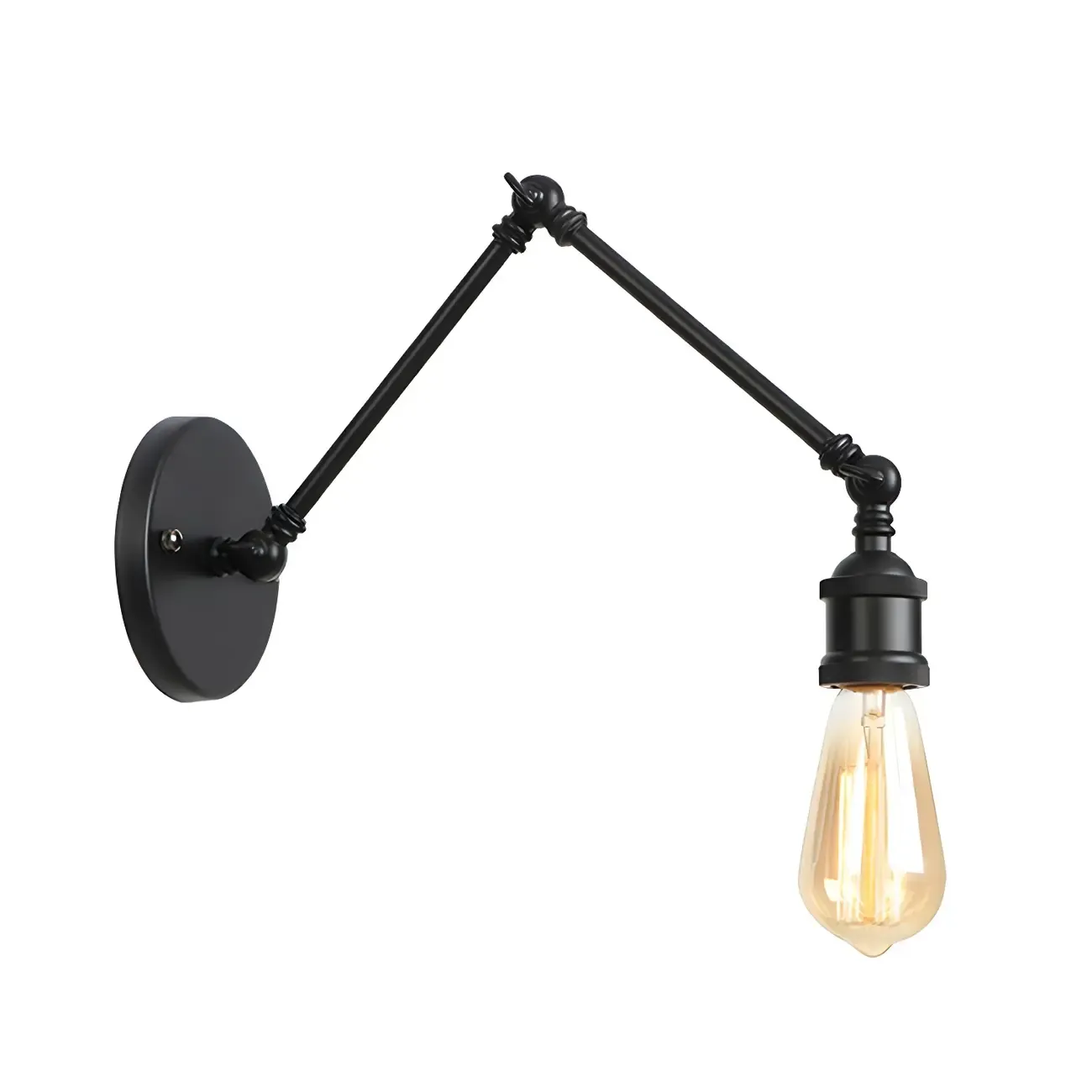 Industrial Open Bulb Swing Arm Wall Light