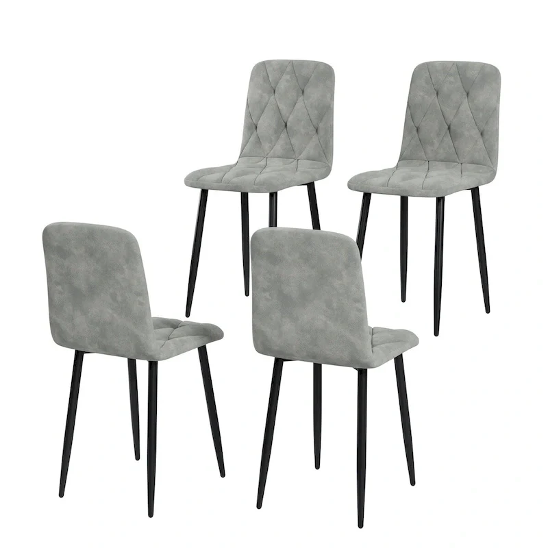 Dining Chairs Set of 4, Modern Kitchen Dining Room Chairs, PU Dining Chair Upholstered Cushion Seat and Sturdy Metal Legs