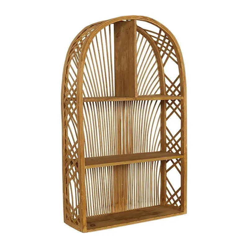 Harmony Arch Rattan Boho Tiered Wall Shelf - 28 H x 16.5 W x 6 D