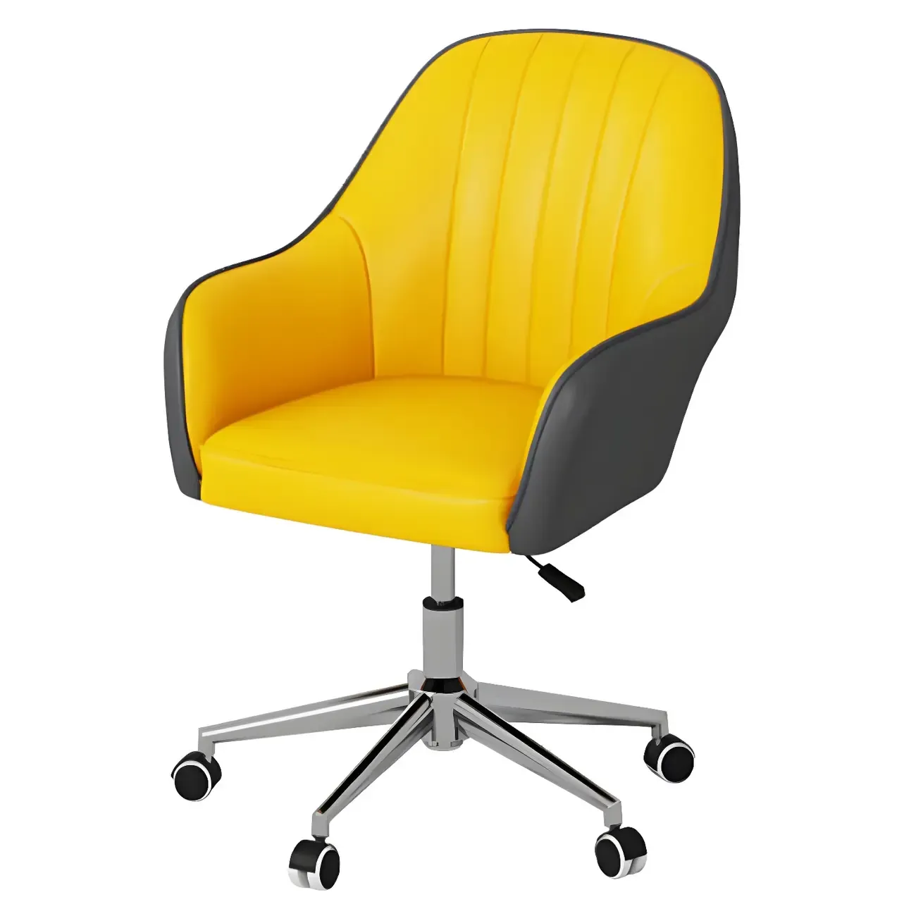 Modern Yellow Leather Swivel Office Chair