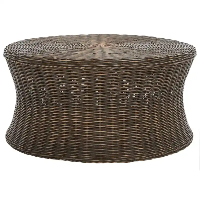 Dark Brown Wicker Ottoman