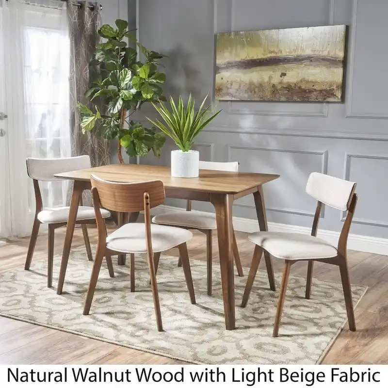 Mid-Century 5-piece Wood Rectangle Dining Set by