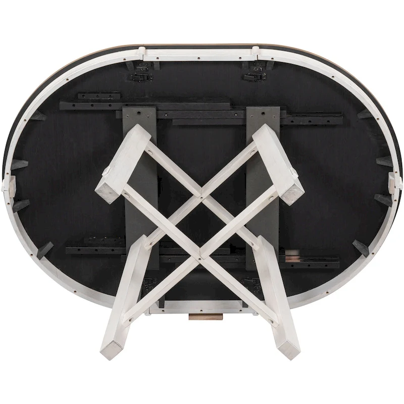 TREXM Farmhouse Round Extendable Dining Table with 16 Leaf Wood Kitchen Table