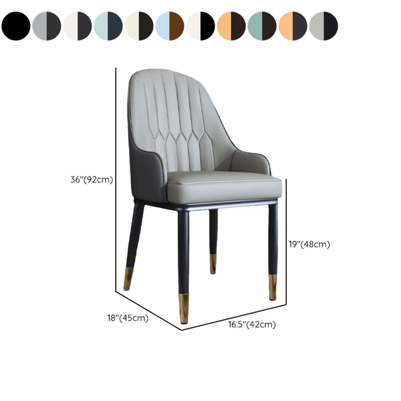 Glam Faux Leather Curved Back Armrest Dining Chair