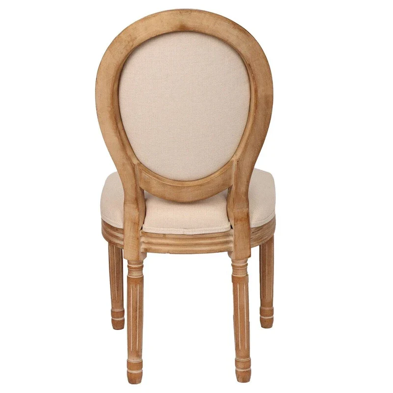 French Country Dining Chairs with Round Back Set of 2,Solid Wood Legs