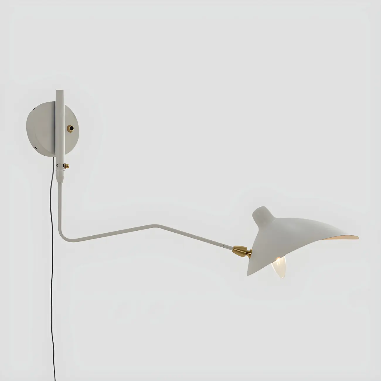 Modern 2-Light White Dual-Arm Swing Arm Wall Light