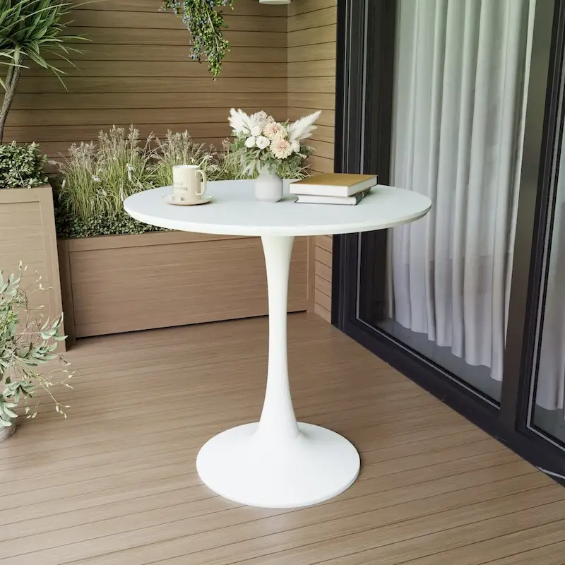 Round Dining Table, 31.5  Tulip Table Kitchen Dining Table 2-4 People with MDF Table Top & Pedestal Base, End Table