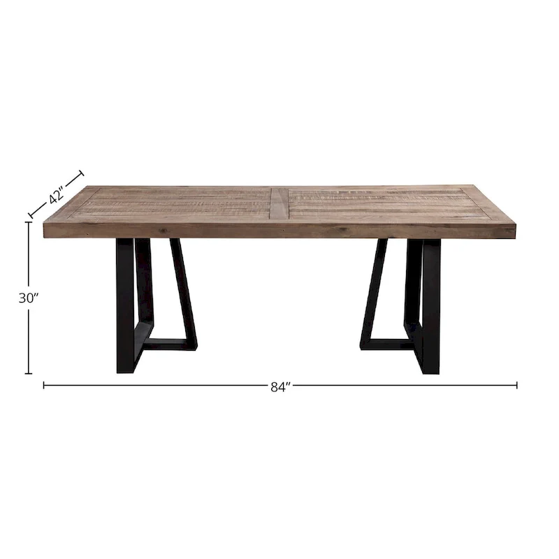Rectangular Dining Table - Distressed Pine with Black Base, Seats 6 (Natural & Black)