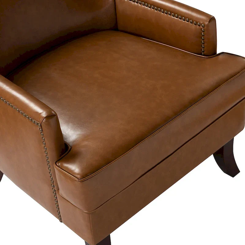 Angeles Mid-century Modern Ergonomic Vegan Leather Armchair with Wingback Set of 2 by HULALA HOME