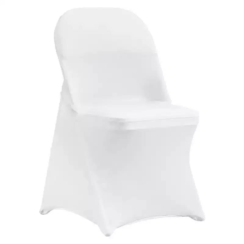 VIYET 30PCS White Stretch Spandex Folding Chair Covers, Universal Washable Slipcovers for Wedding/Party/Dining