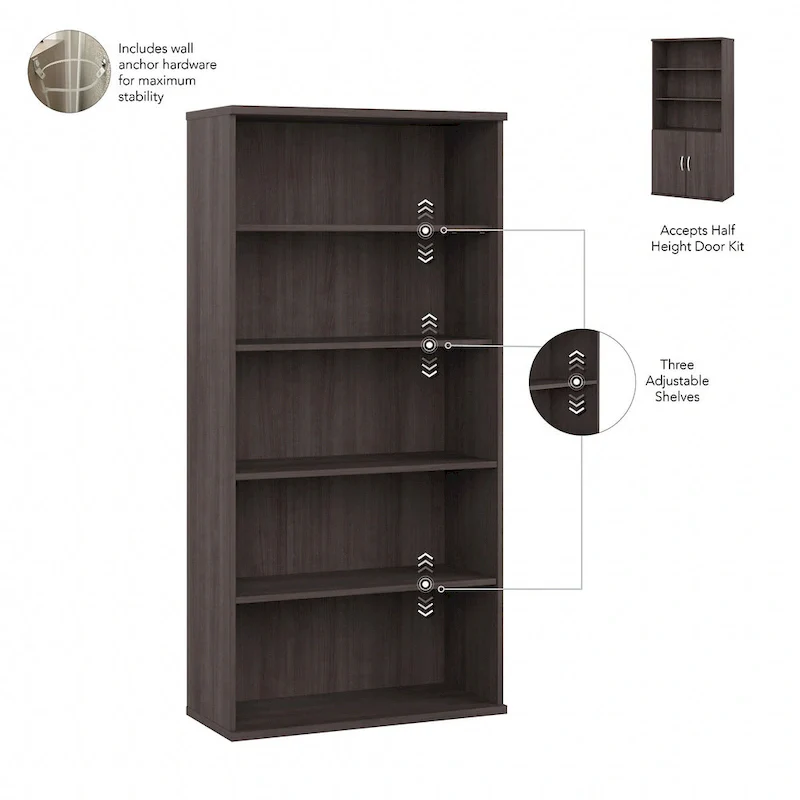 Hybrid Tall 5 Shelf Bookcase by Bush Business Furniture