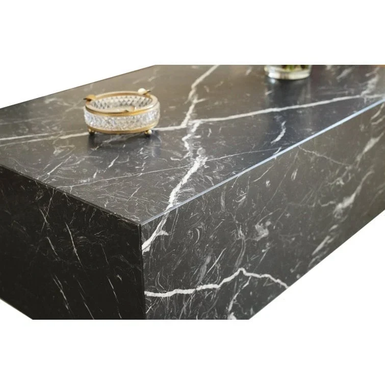 Marble Block Coffee Table, Modern Style – Black, Seats 2–4