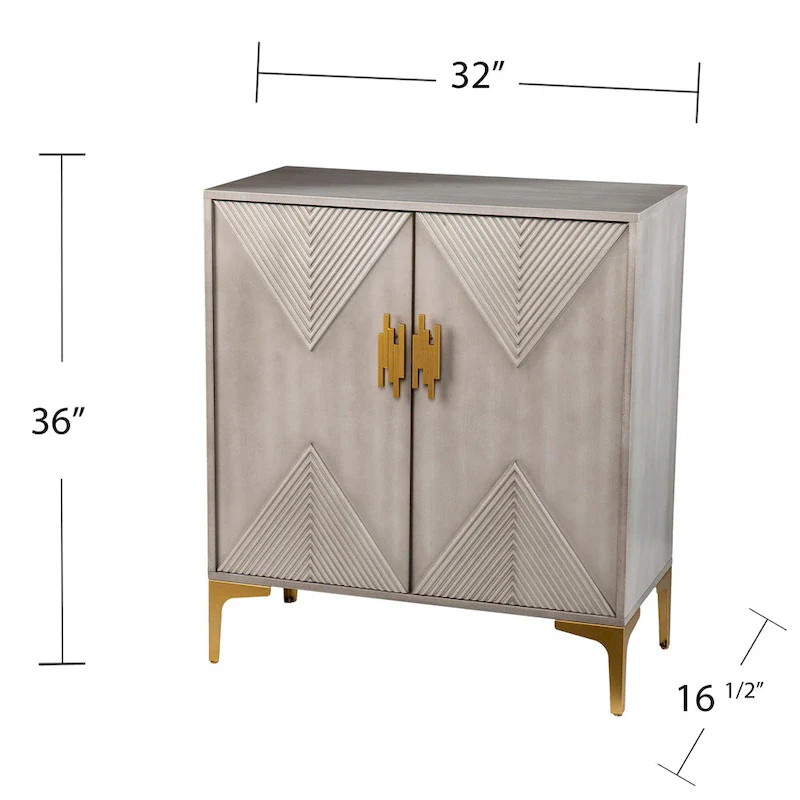 Laurelvale Grey Wood Cabinet w/ Goldtone Legs/Pulls