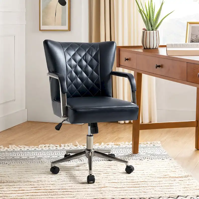 Felice Modern Swivel Height Adjustment Diamond-Tufted Office Chair by HULALA HOME