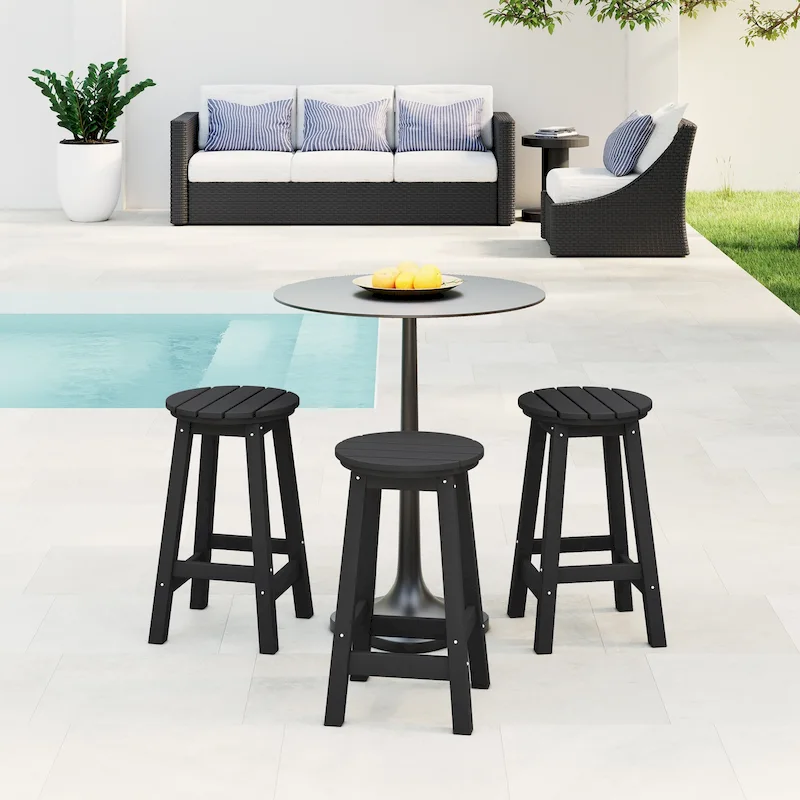 Polytrends Laguna Hdpe All Weather Outdoor Patio 24 Round Counter Stool (Set Of 3)