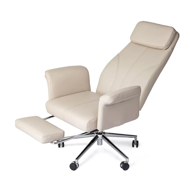 High-Back Office Chair with Footrest and Quilted Design for Adults