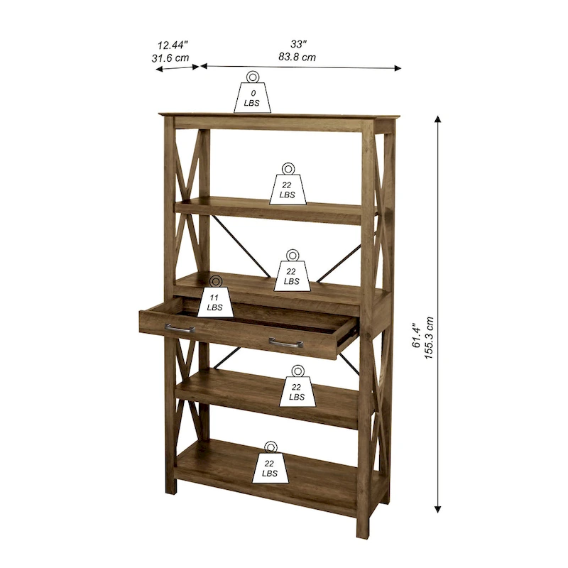 Saint Birch Honduras Transitional Four-Shelf Bookcase