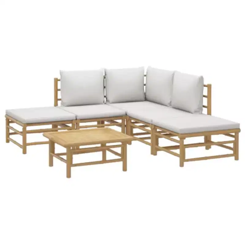 vidaXL Garden Lounge Set, Bamboo Bamboo, Fabric (100% polyester)