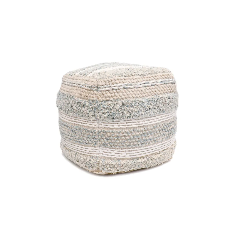 Pasargad Home Grandcanyon Braided Cotton Pouf, 20 Beige