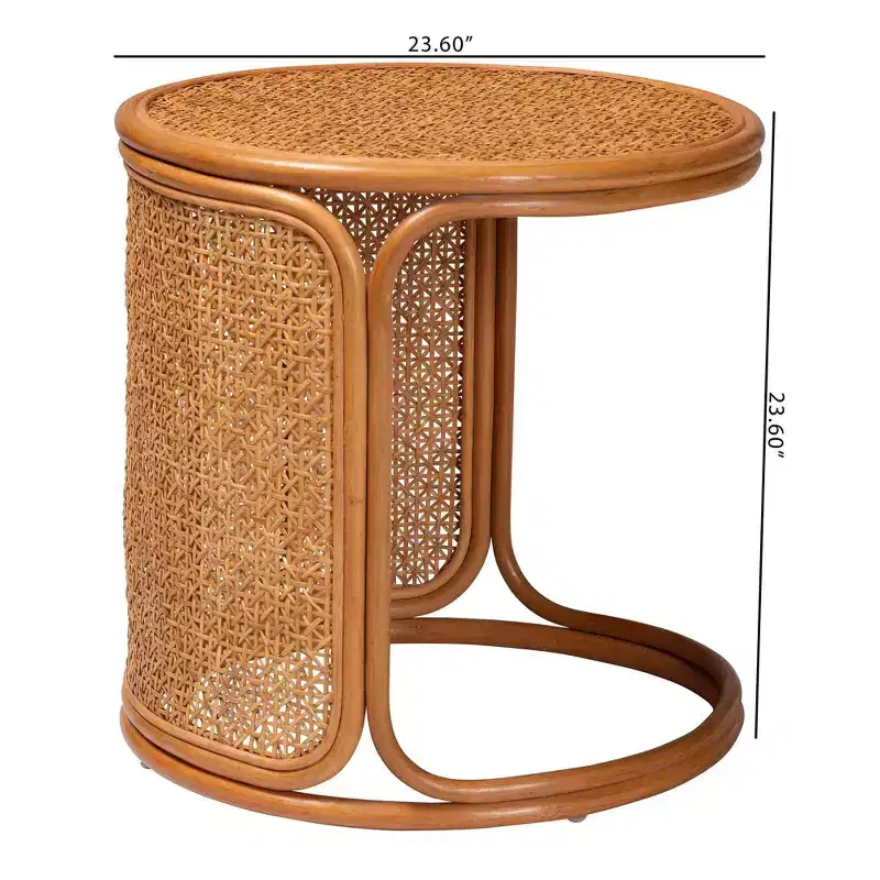 bali & pari Eldon Rattan Large End Table Light Honey