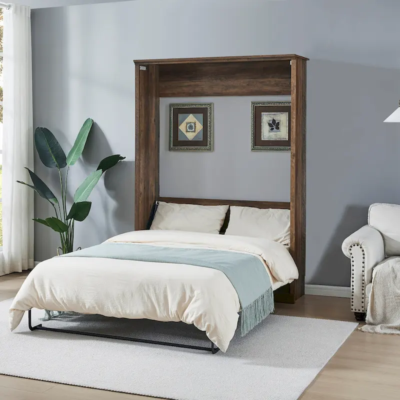 Half Self-Close and Open Murphy Bed Cabinet Space-Saving Bed