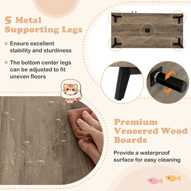 Cat Litter Box Enclosure 5-in-1 Enlarged Cat Litter Cabinet