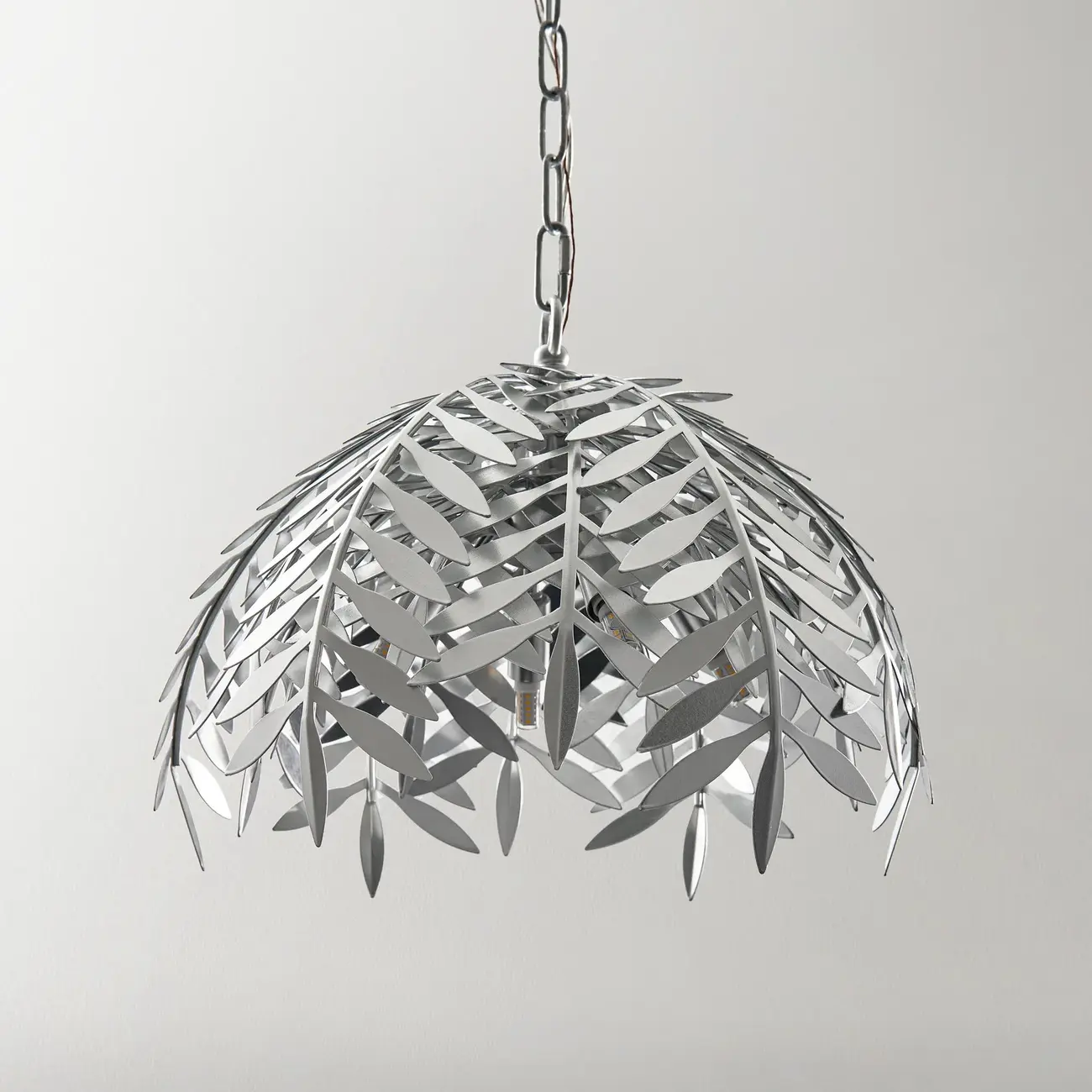 Modern Metal Silver Leaf Shape Pendant Light