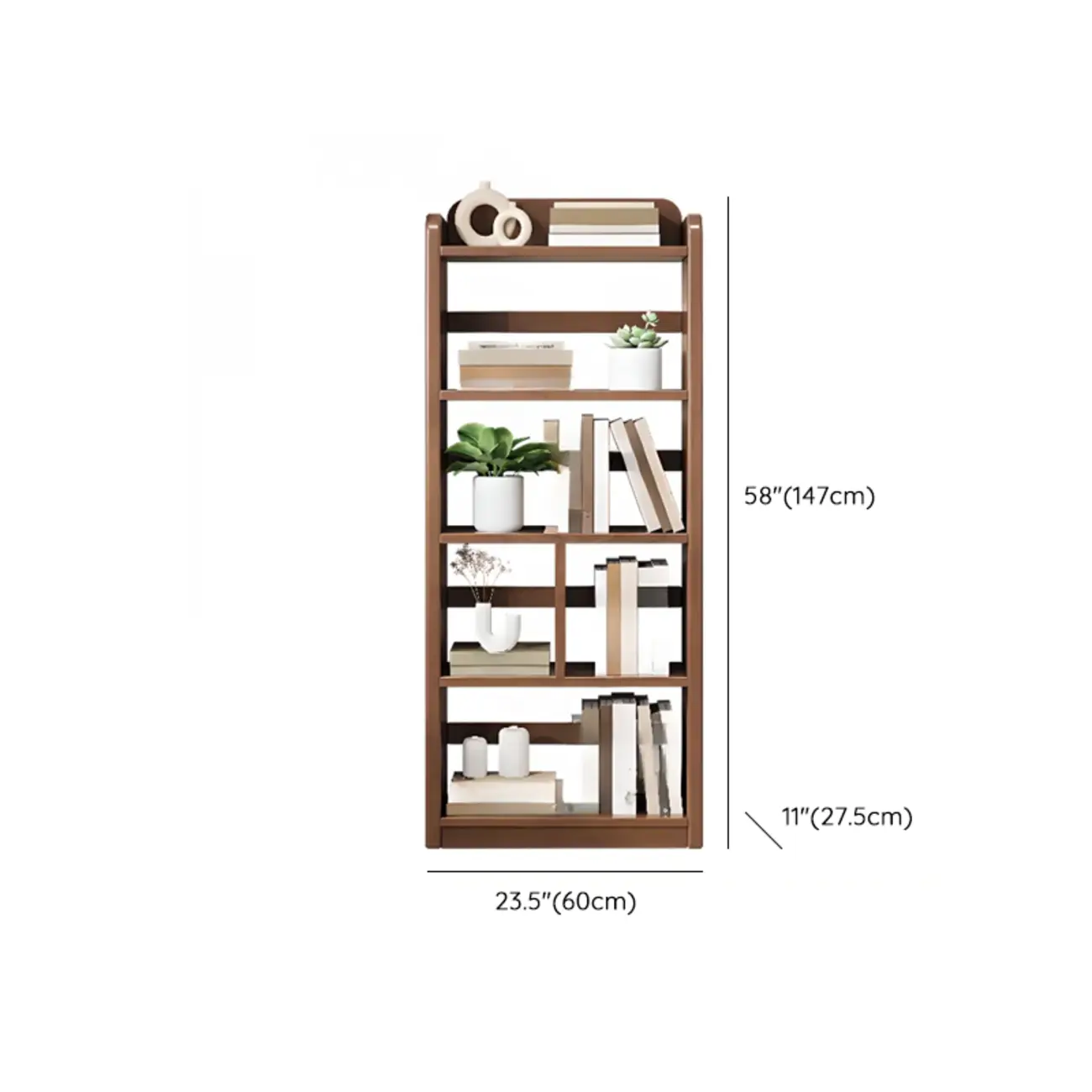 Rectangle Multi-Shelf Open Back Brown Wood Bookcase
