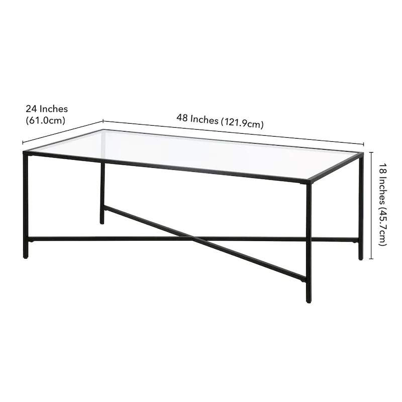 Glass Top Coffee Table with Steel Frame