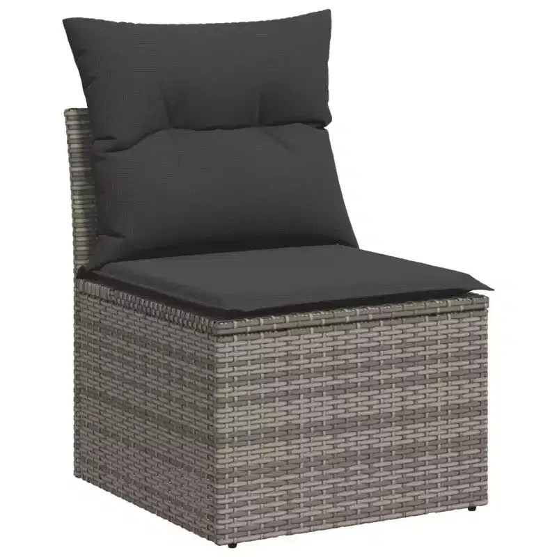 vidaXL 7 Piece Patio Sofa Set with Cushions Poly Rattan - With Table Black and Cream