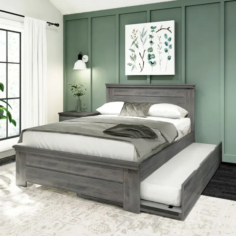 Plank and Beam Farmhouse Full Bed with Panel Headboard with Trundle