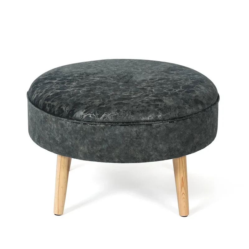 Adeco Carrington Juttersbo Round Tufted Fabric Ottoman