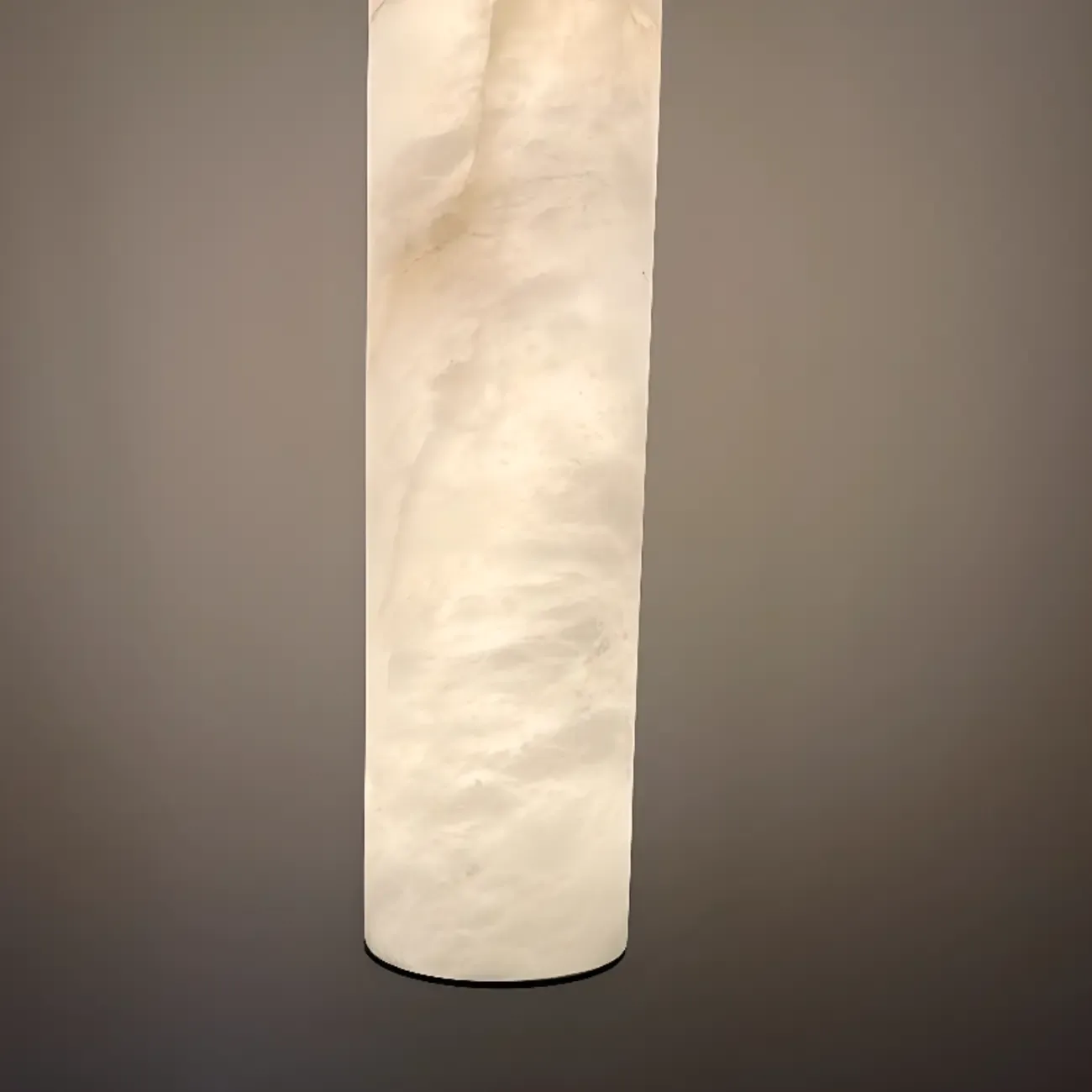 Modern Black Metal Alabaster Cylinder LED Pendant Light