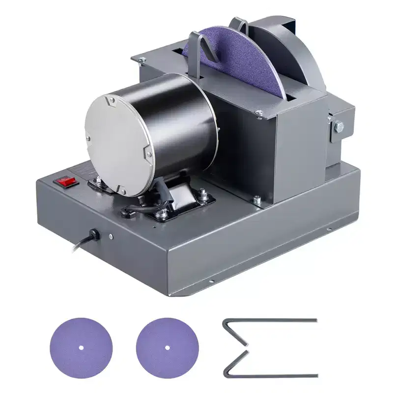 VEVOR Lawn Mower Blade Sharpener, 1/2HP Lawnmower Blades Grinder with 7 Flap Wheel & 9 Ceramic Grinding Wheel, 30 or 40,Gray