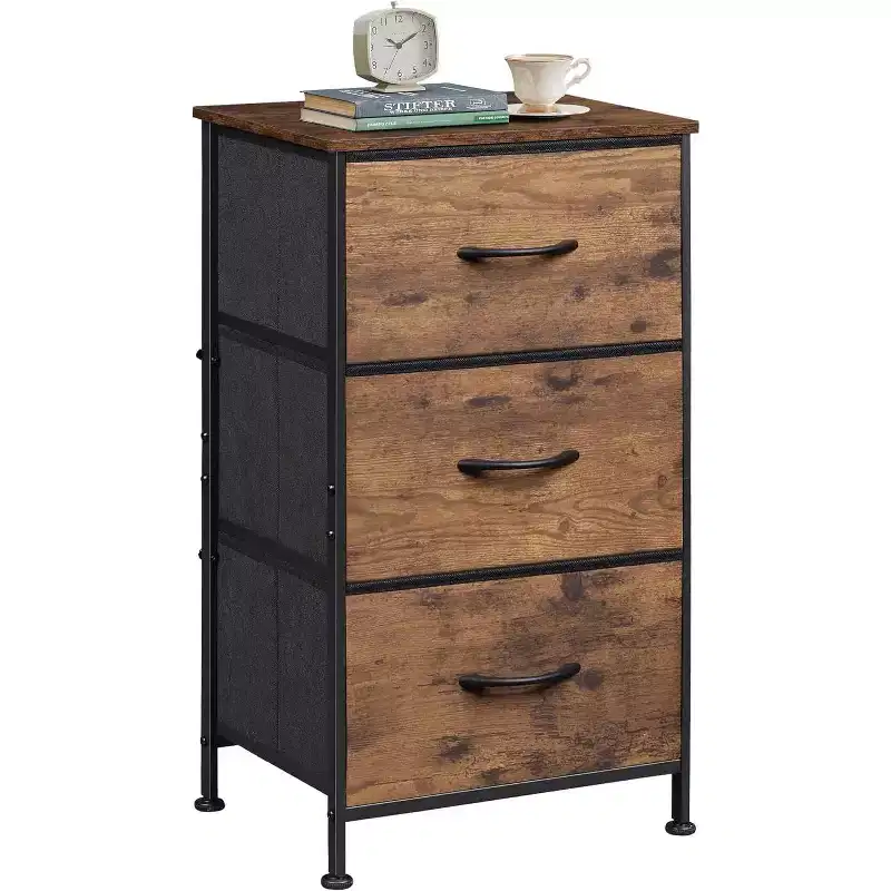 Dresser with 3 Drawers, Fabric Nightstand, Organizer Storage Dresser for Bedroom, Hallway, Entryway, Closets